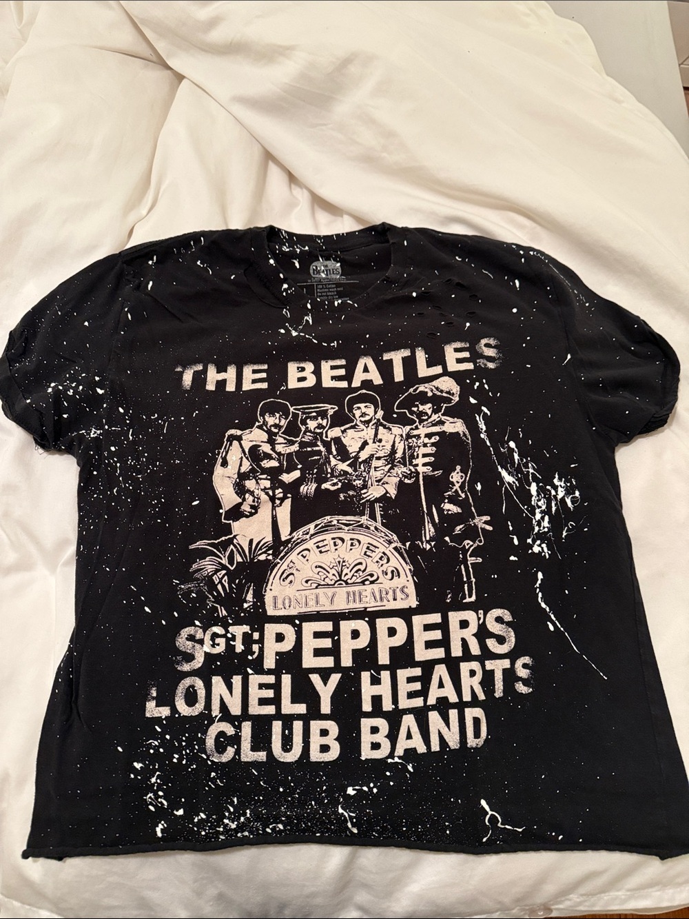 The Beatles Black SGT. Pepper's Lonely Hearts Band Short Sleeve T Distressed